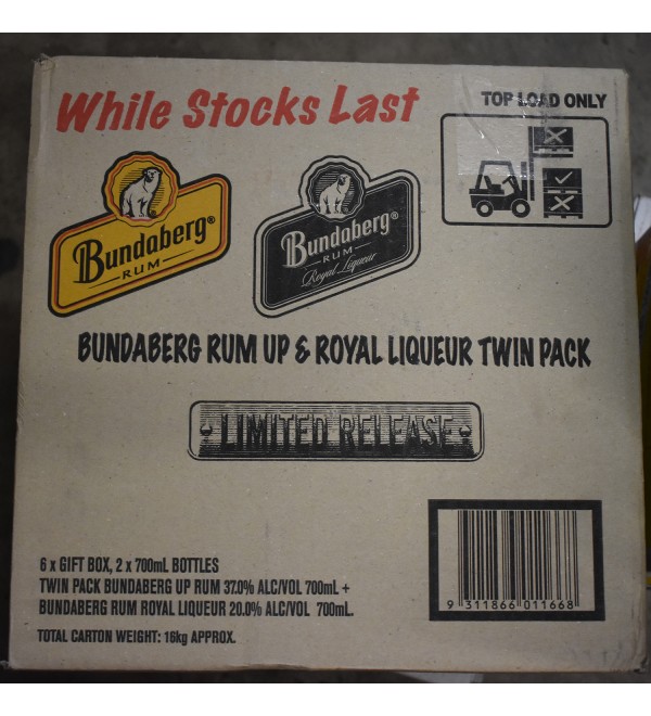 Bundaberg Rum Royal Liqueur And UP Twin Pack Rare Old Labels 6 pack